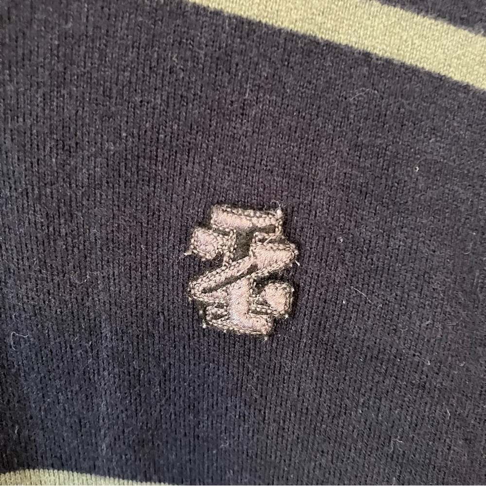 VTG Izod Rugby Polo Men’s M Striped Long Sleeve Green Blue Preppy Y2K Logo - Picture 2 of 4